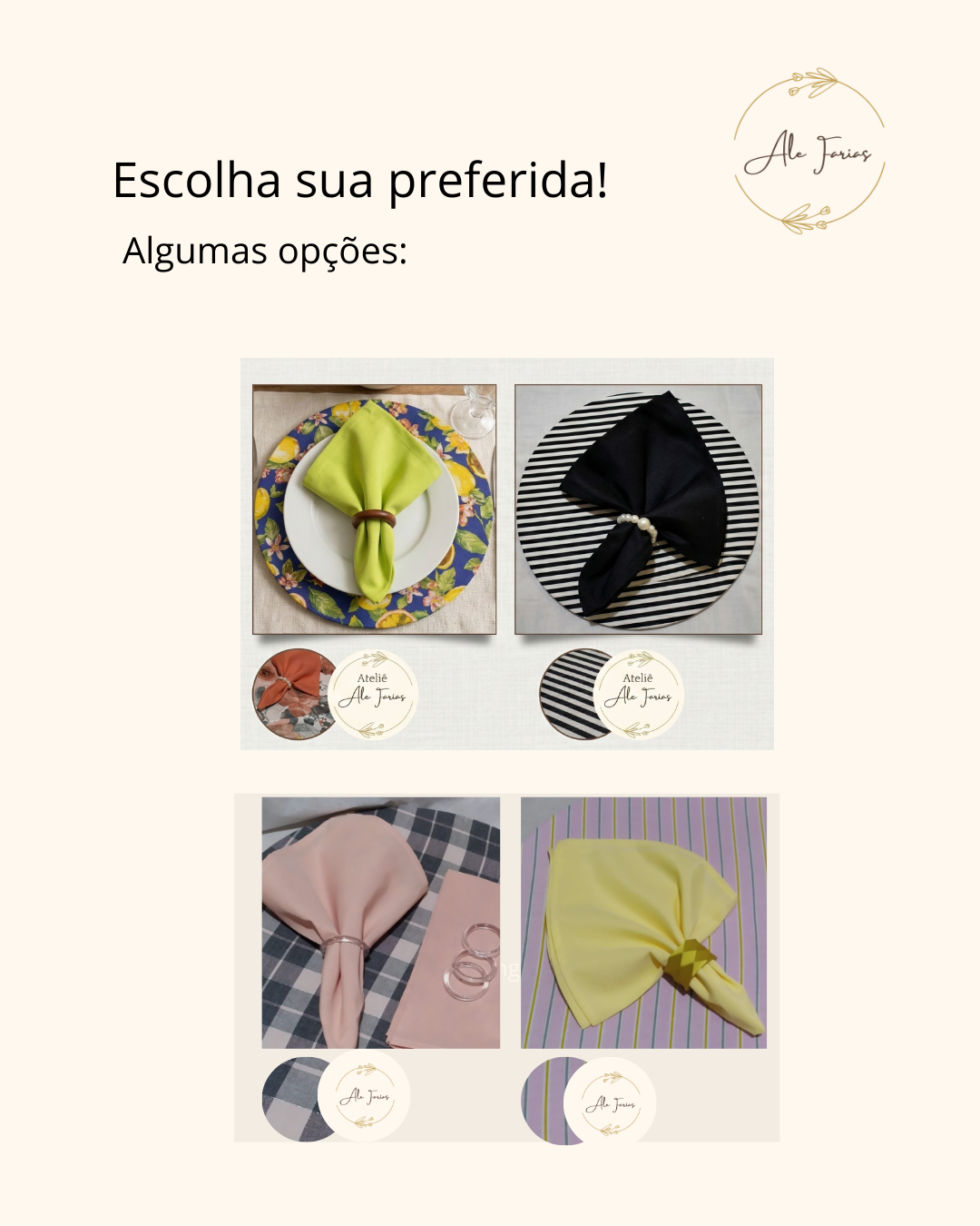 Monte seu Kit Mesa Posta 4 Lugares - Escolha sua Estampa Favorita