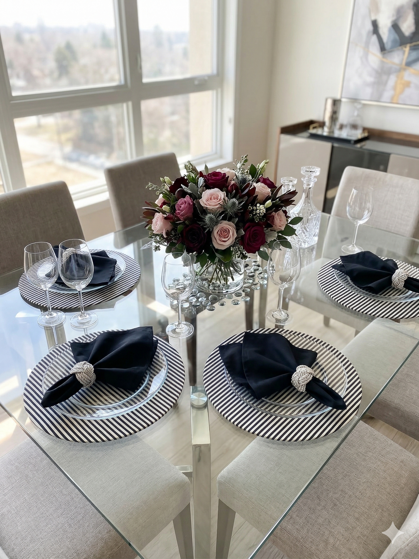 Kit Mesa Posta Coleção Ópera - 6 lugares – Elegância em Preto e Branco